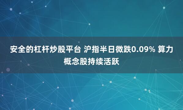 安全的杠杆炒股平台 沪指半日微跌0.09% 算力概念股持续活跃