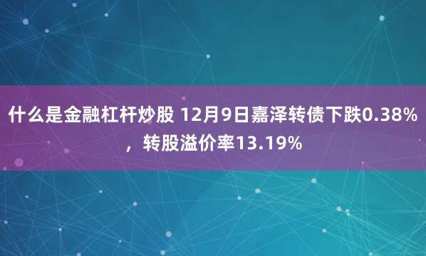 什么是金融杠杆炒股 12月9日嘉泽转债下跌0.38%，转股溢价率13.19%