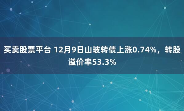 买卖股票平台 12月9日山玻转债上涨0.74%，转股溢价率53.3%