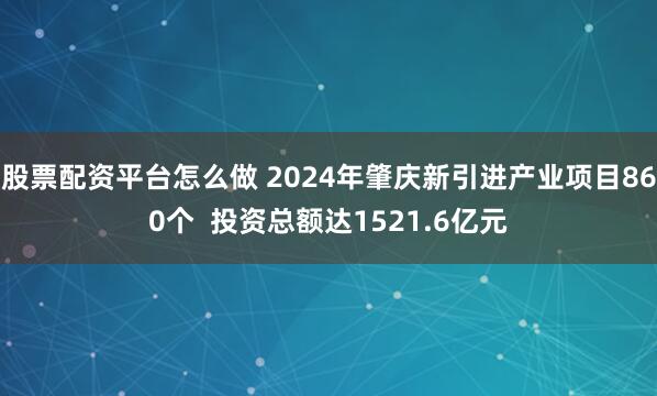 股票配资平台怎么做 2024年肇庆新引进产业项目860个  投资总额达1521.6亿元