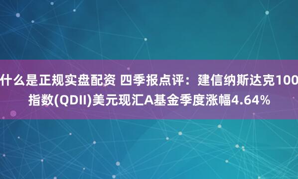 什么是正规实盘配资 四季报点评：建信纳斯达克100指数(QDII)美元现汇A基金季度涨幅4.64%