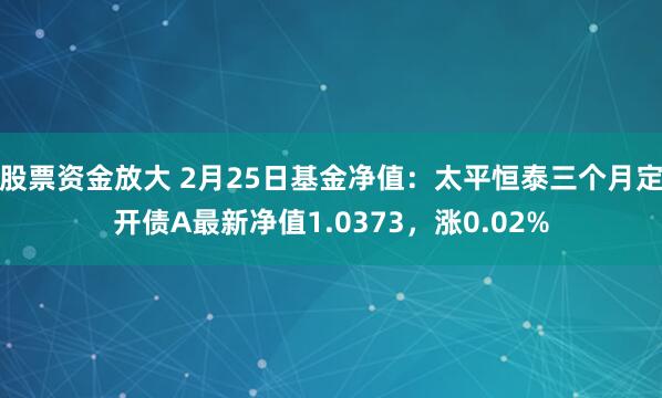 股票资金放大 2月25日基金净值：太平恒泰三个月定开债A最新净值1.0373，涨0.02%