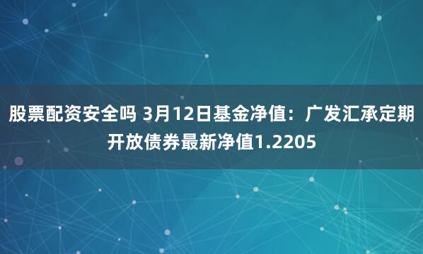 股票配资安全吗 3月12日基金净值：广发汇承定期开放债券最新净值1.2205